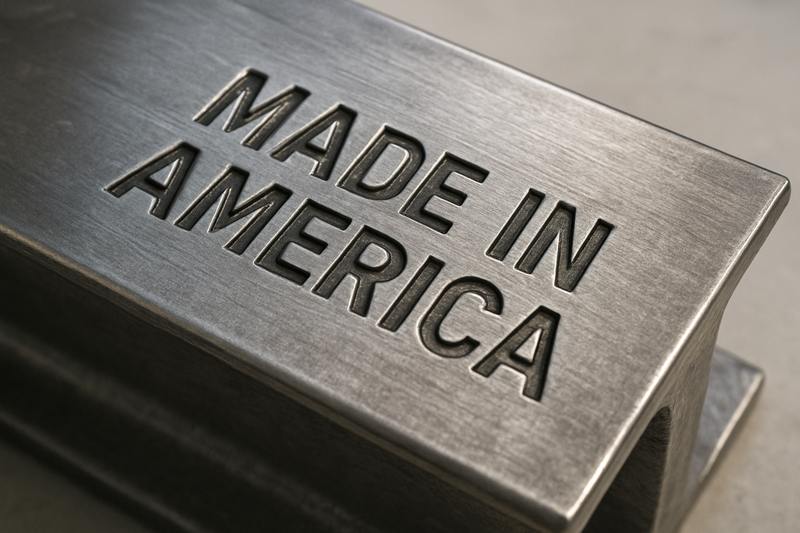 can you show a realistic image without people in it? Something simple like a piece of steel with made in America stamped in it.