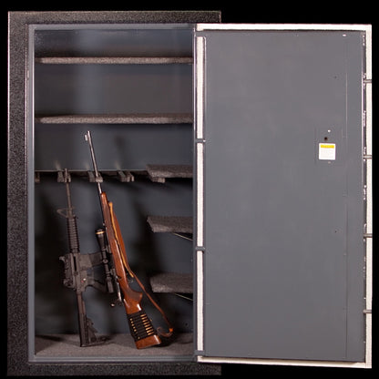 Large sturdy gun safe interior with rifles
