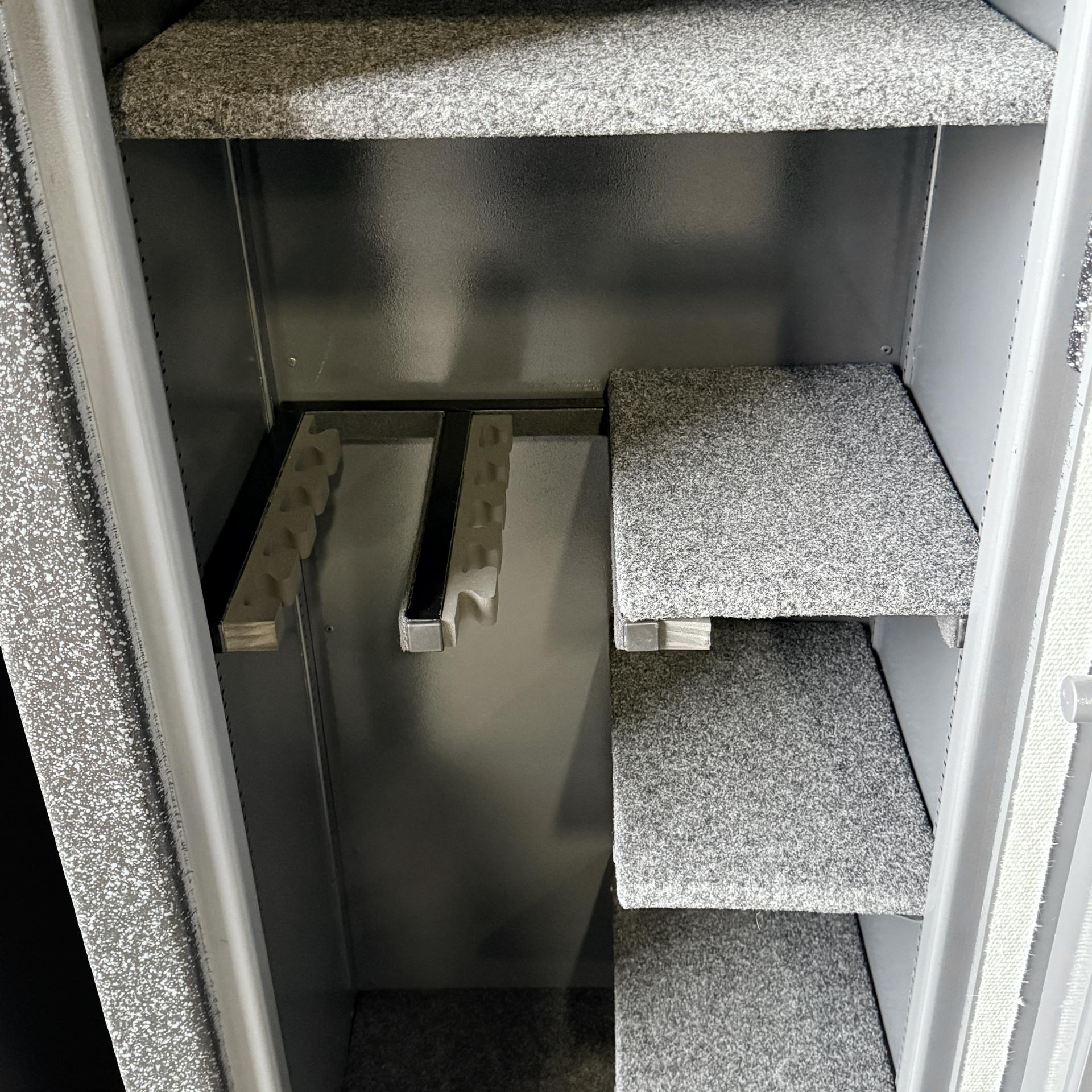 Close up of a gun safe interior.