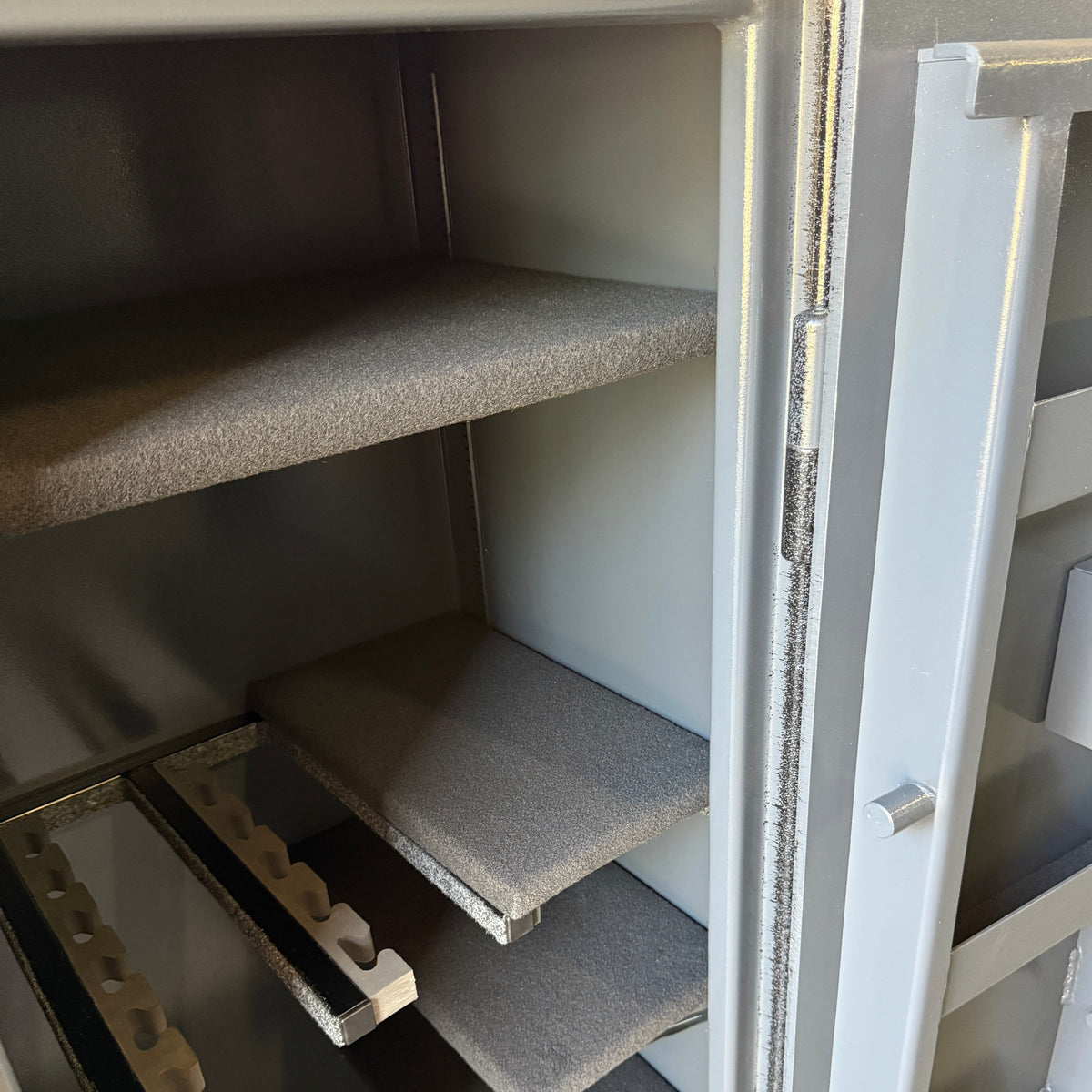 closeup of gun safe interior