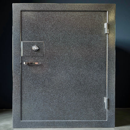 front view of large gray gun safe