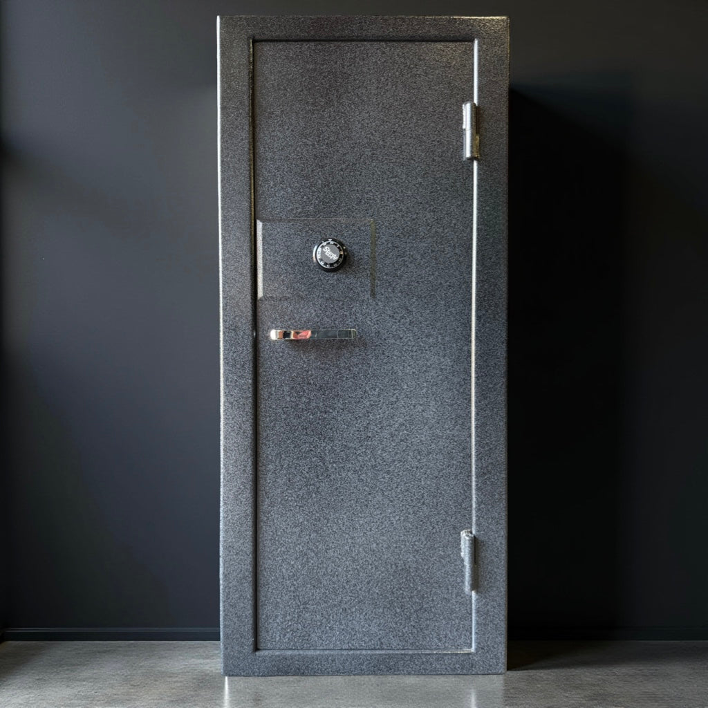 front of gun safe with black background