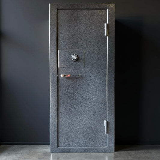front of gun safe with black background