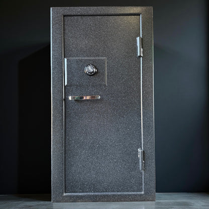 front view of gun safe on black background 