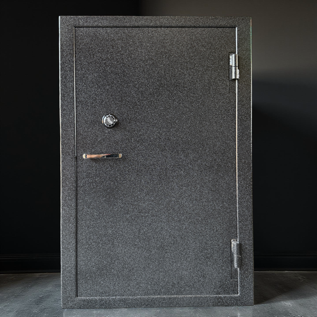 front of gun safe with black background