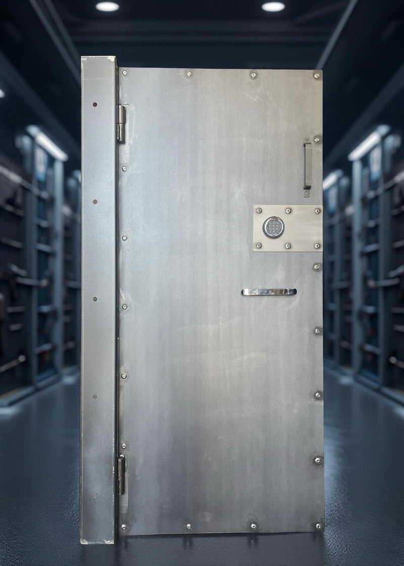 industrial vault door in a vault setting