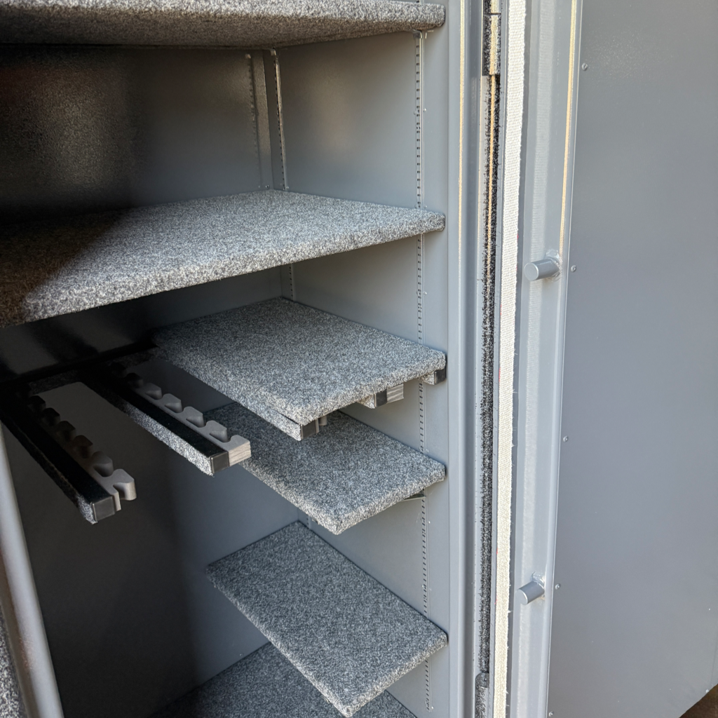 side view of gun safe interior 