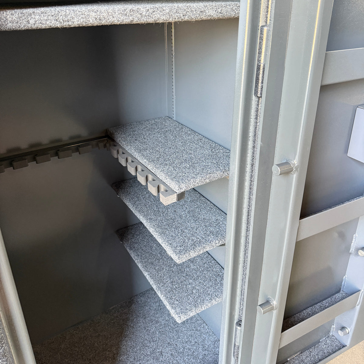side view of interior of gun safe 