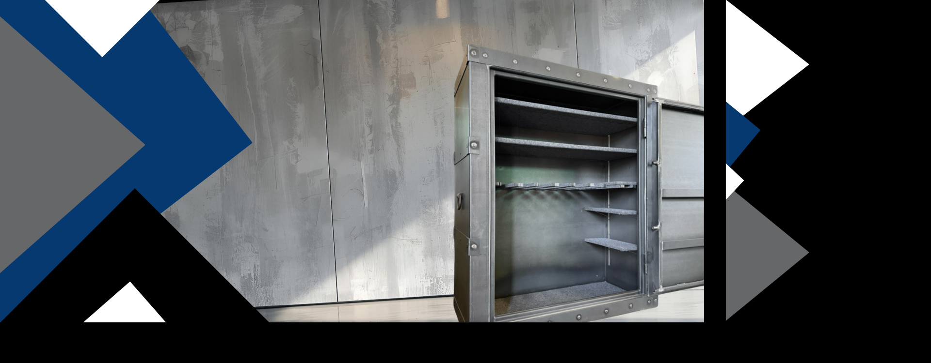 gun safewith open door against a cement background