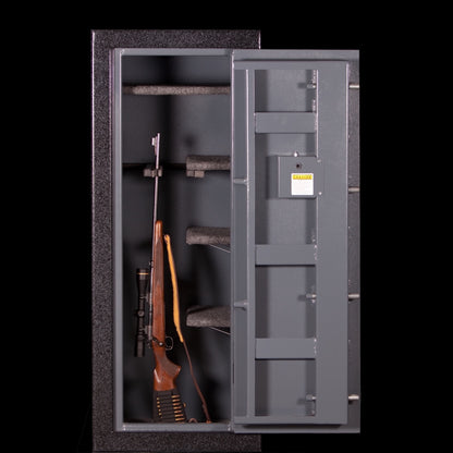 gun safe that measures 24"w 19"d 60"h made by Sturdy Gun Safe