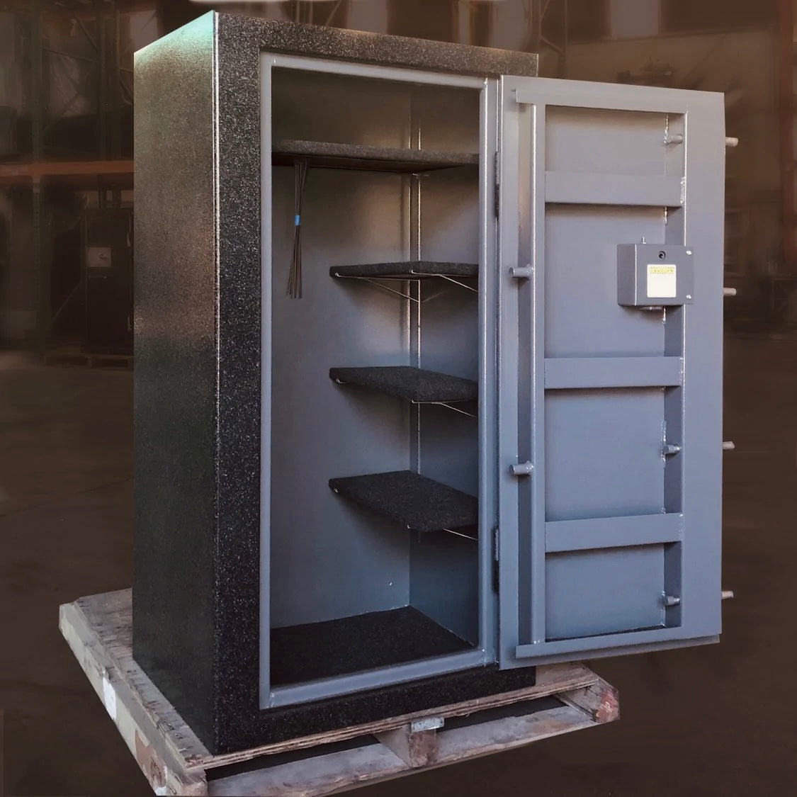 gun safe that measures 32"w 24"d 60"h made by Sturdy Gun Safe